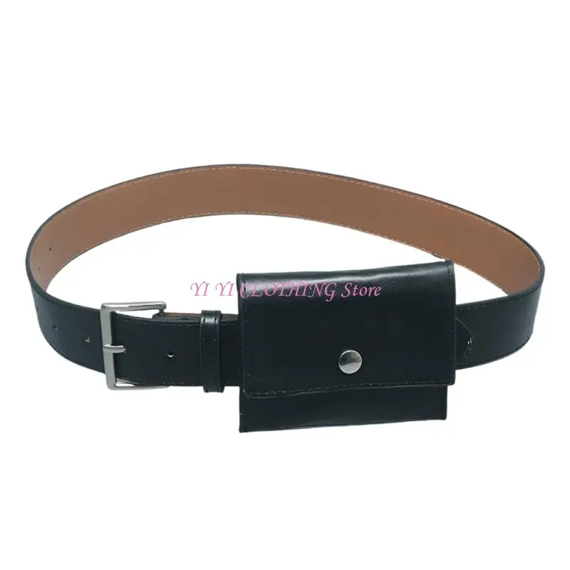 N5KF Fashionable Mini Waist Bag Adjustable Leather Belt Purse For Women 2000S Accessory Apricot