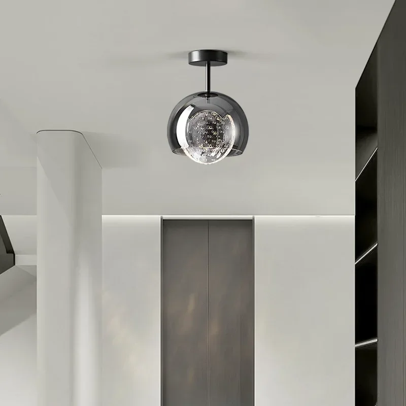 

GHEUVNJ New Italian minimalist bedroom bedside small chandelier Nordic minimalist bar all copper glass foyer hallway small ceil