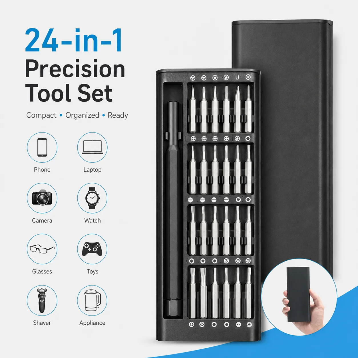 24 In 1 Precision Tool Kit Mini Screwdriver Set With Magnetic Bits Multi Repair Tools For Electronics Bicycle Home Maintenance