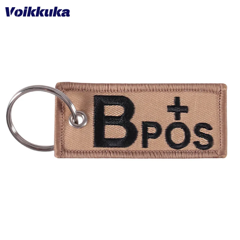 1 PC Wholesale 8 Kinds Blood Type Seal Keychain Both Sides Embroidery Car Motorcycle Key Accessories Backpack Pendant Chain