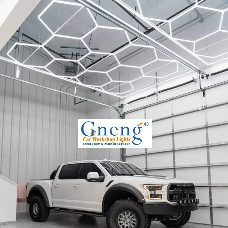 Wire connection Quality Stable Hexagon Detailing Ceiling Led Lights Eclairage With 2.4*4.8m Border