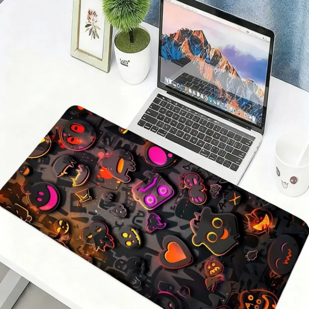 Halloween ghost pumpkin smiling pattern, bright colors, soft surface, tabletop accessories tapis de souris alfombrillas gaming