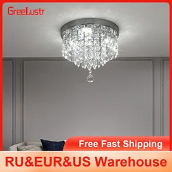 Indoor Crystal Ceiling Lamp Flush Mount Modren Led Chandelier Fixtures For Hallway Bedroom Dining Room Stainless Steel Lustres