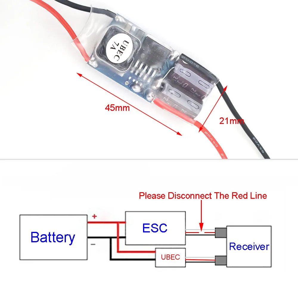 Ubec 7a 2S-7S Spanningsregelaar Buck Module Schakelregelaar Voor Rc Boot Marine Drone Vliegtuig Auto Tank