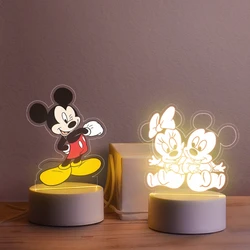 Disney Cartoon Mickey Minnie Mouse Ligthing Cute Ornament Night Light Bedroom Simple Led Lamp Creative Kids Gift