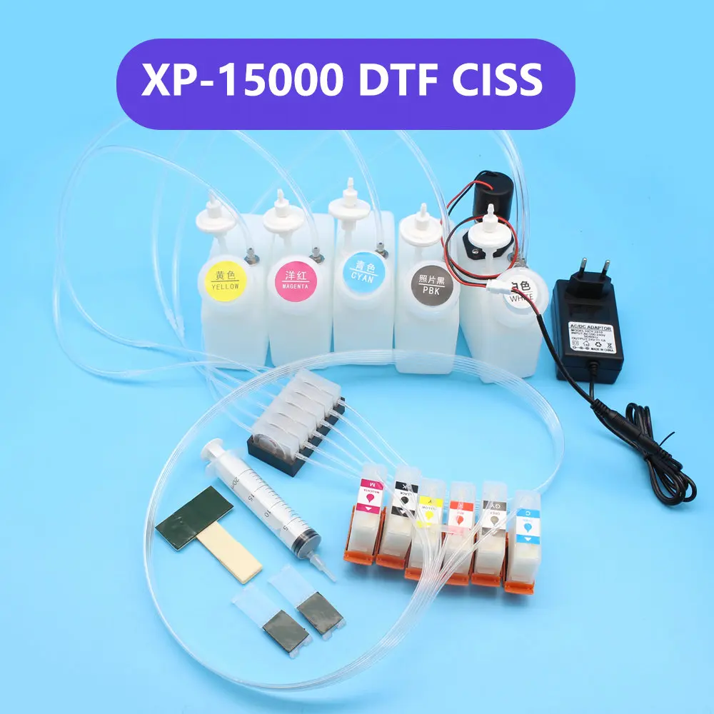 Sistema de tinta blanca Xp 15000 DTF CISS para Epson XP15000 DTF, suministro de tinta continuo con mezclador agitador, equipo de tanque de tinta a