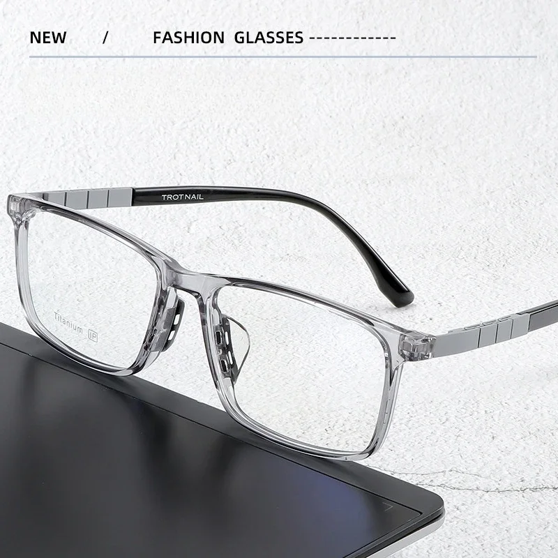 OLLYMURS 2024 موضة الأعمال TR90 التيتانيوم النقي نظارات خفيفة مربع النظارات الطبية البصرية الإطار الرجال T-23070