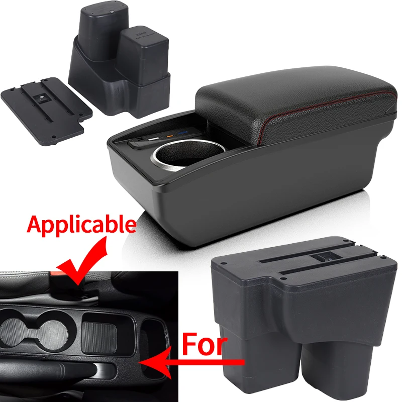 For Kia Pegas Armrest Box Car Armrest Box Car For Kia Soluto Accessories Interior Refitting Storage Box USB Cup Holder