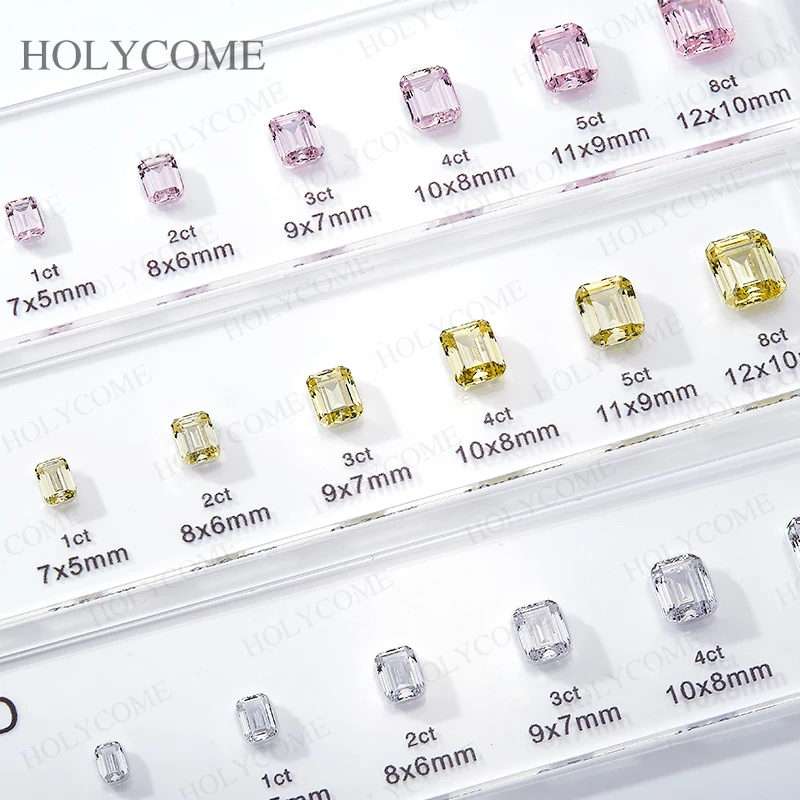 Updated Free Custom LOGO Kit Fancy Shapes CZ Diamond Carat Chart Comparison Set Reference White Pink Yellow Gemstone Selectable