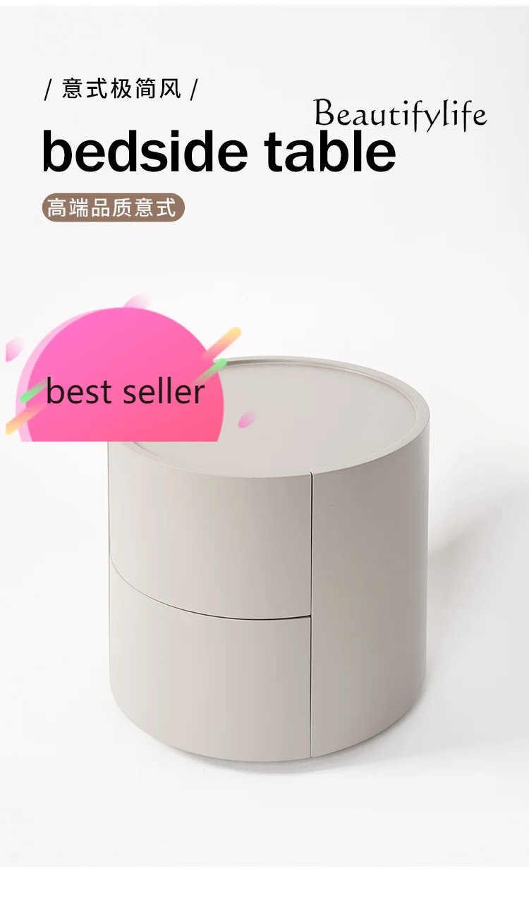 

Tr Italian minimalist Designer solid wood round bedside table Bedroom designer bedside table