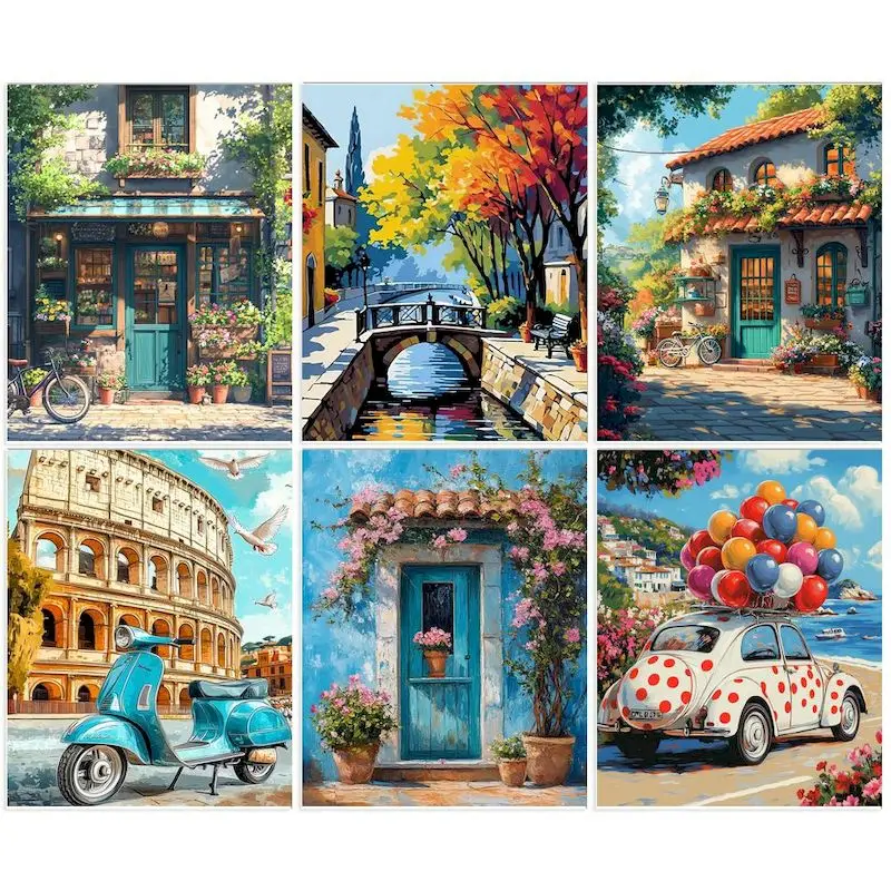 

GATYZTORY DIY Paint By Number Door Landscape Drawing On Canvas HandPainted Painting Art DIY Pictures By Number Kits Home Decor