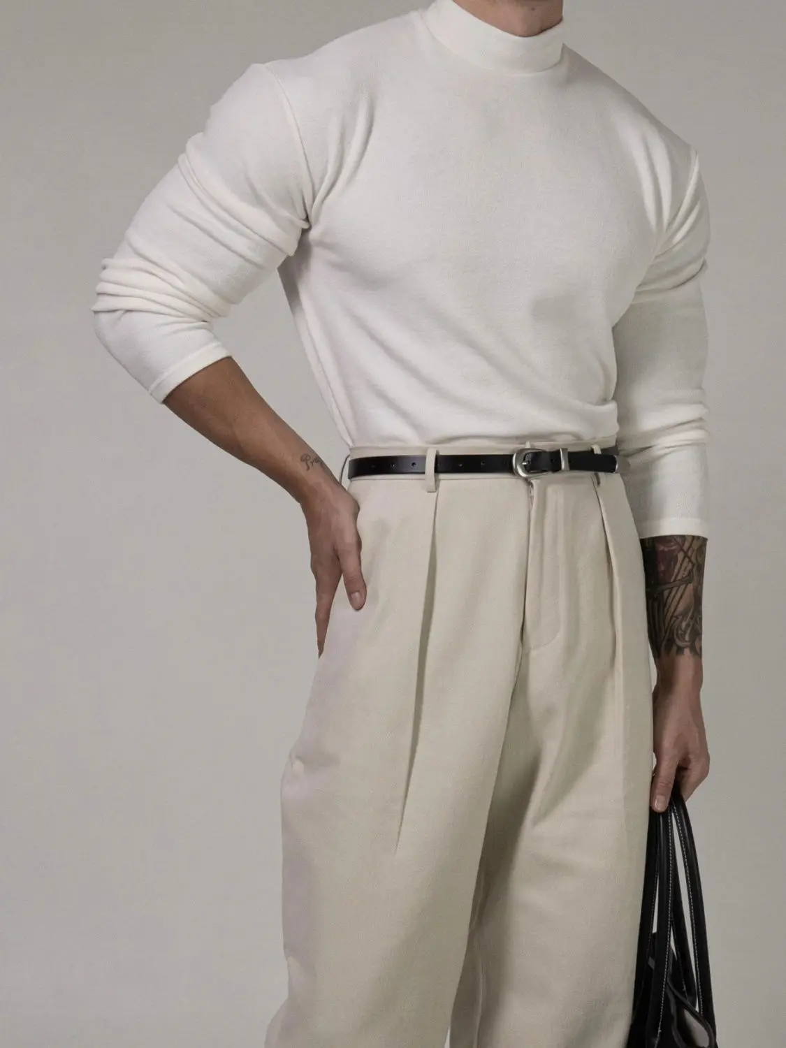 Fitness T-shirt Men's Clothes Spring Training Suit Threaded Turtleneck Slim Fit Sports Quick Dry Breathable Long Sleeves JJ1359