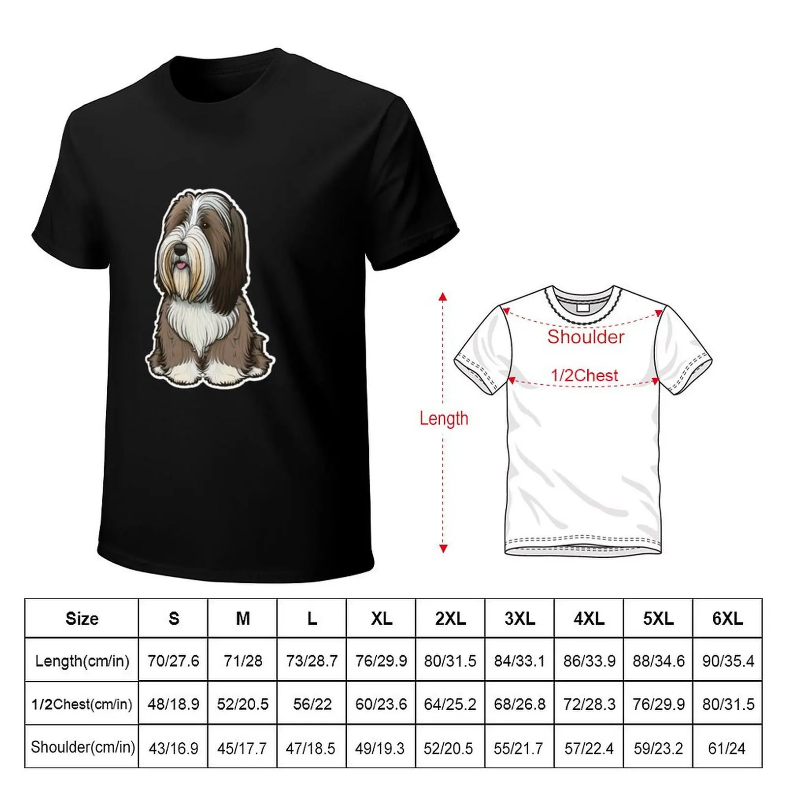 Bearded Collie Cartoon T-Shirt Work Casual Loose Fit T-Shirt