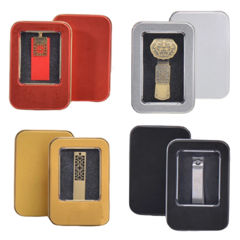 10Pcs 87*60*18mm Rectangular Tin Boxes Tinplate Storage Box Empty Jewelry Earrings Display Box Mini Coins Badge Packaging Cases