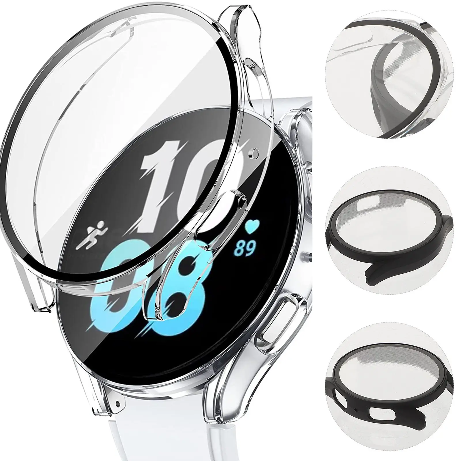 

3Pcs Full Coverage Tempered Glass Protective Watch Case Delicate Screen Shell Shockproof Anti-Scratch Compatible