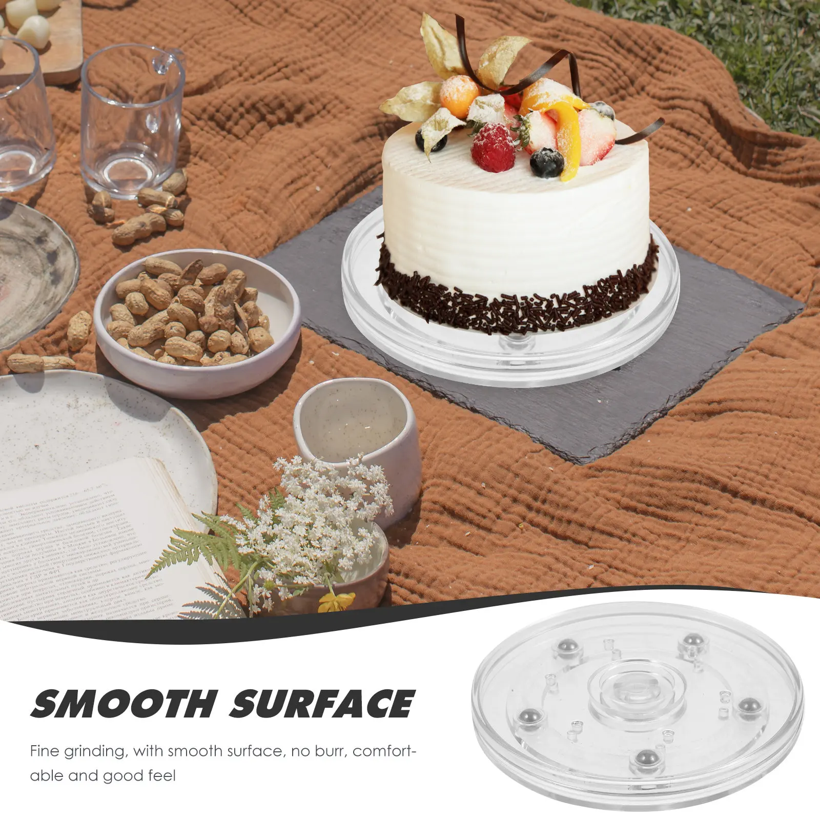 2Pcs Acrylic Desktop Turntable -Degree Rotating Multi-Functional Storage Organizer Condiment Organizer