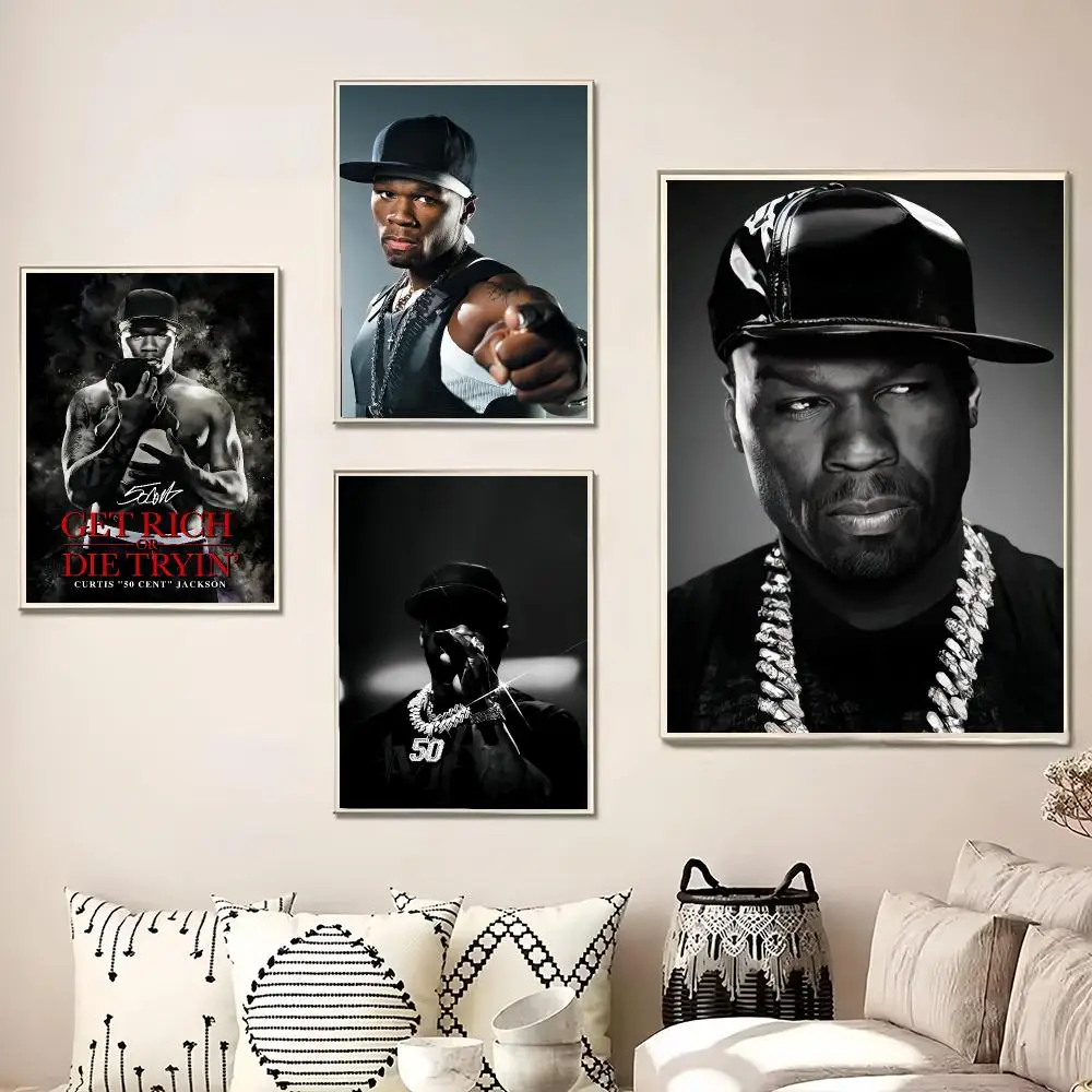 Rapper 50 C-Cent Painting Calligraphy Canvas Poster Wall Art for Living Room Bedroom Cafe Decor Gift