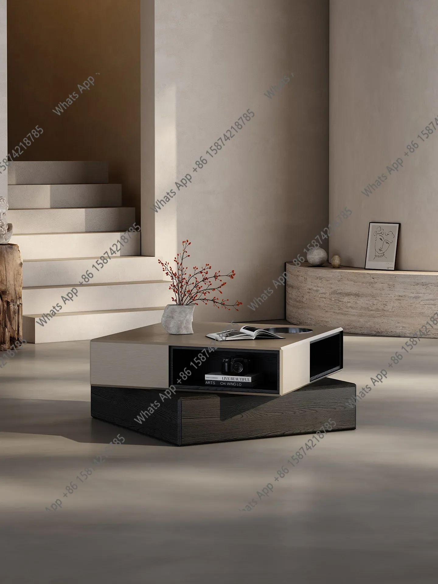Xx Italian Coffee Table Living Room Home Modern Simple Rotation Creative Designer Small Apartment Light Luxury Square Coffee Ta