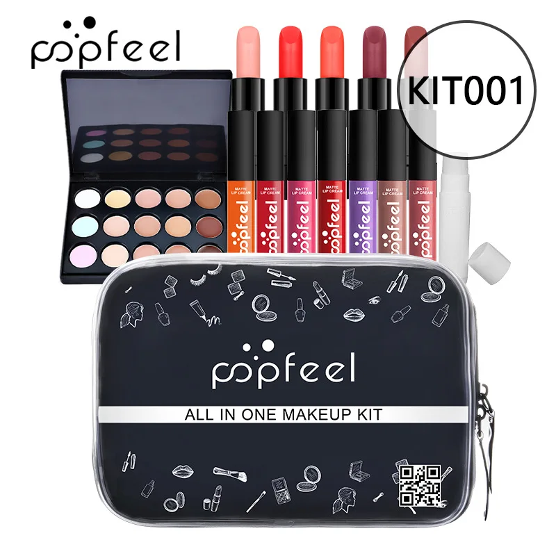 POPFEEL Makeup Sets Cosmetic Kit Full Professional Concealer Lipstick Lip Oil Gloss with Make Up Gift Set for Miss Women Bag