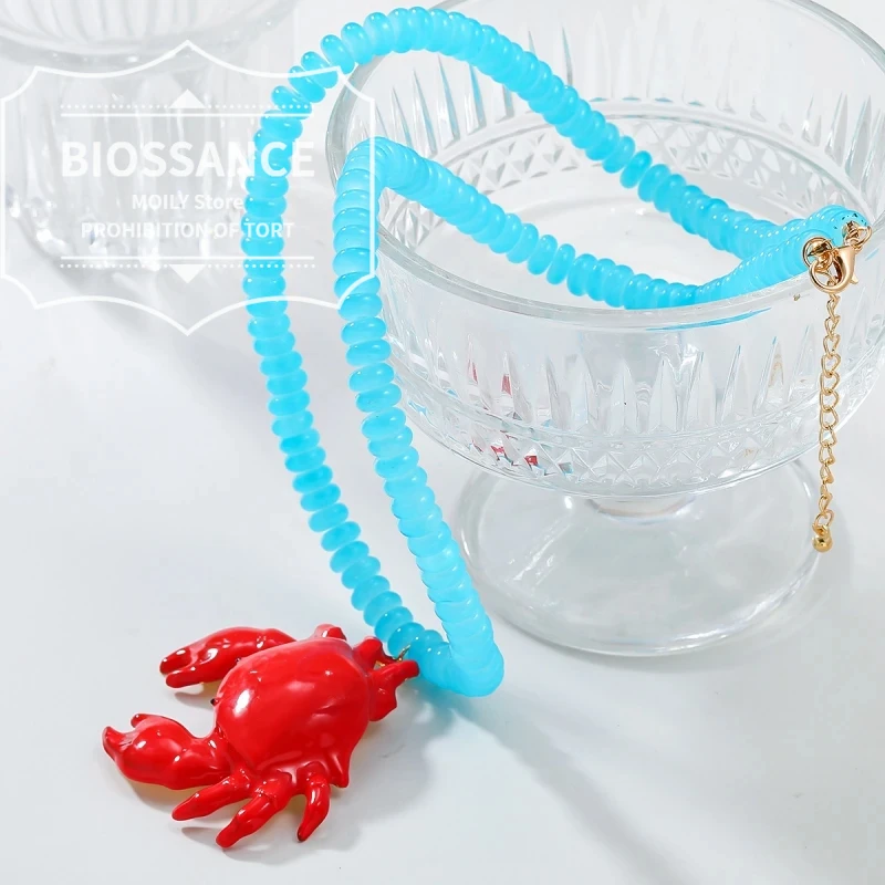 New Summer Beach Ocean Style Red Crab Pendant Necklace For Men And Women Exaggerated Hip Hop Jewelry Accessories Gifts Wholesale