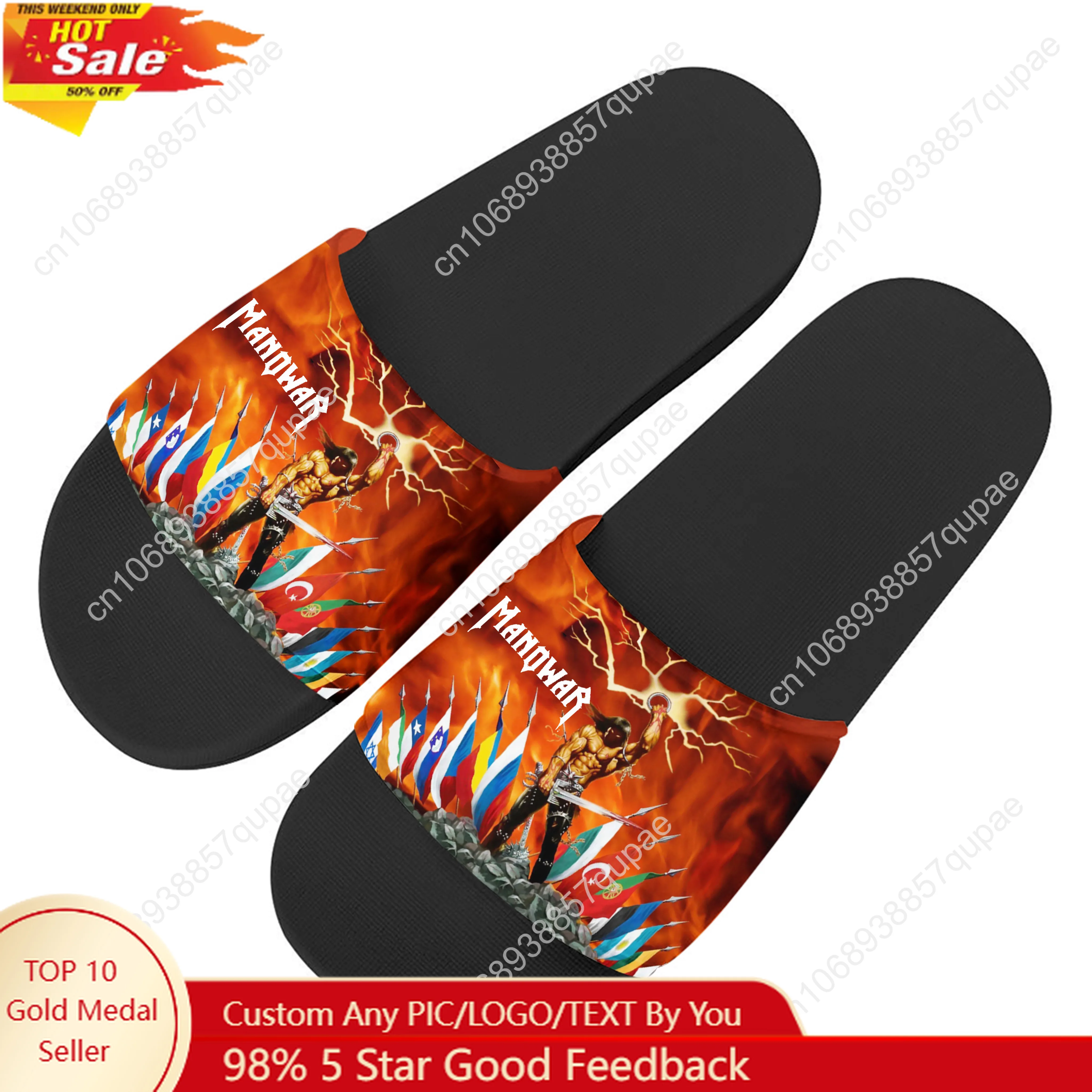 

Manowar Band Slippers Home Water Shoes Rock Singer Men Women Teenagers Beach Pool Sandals High Quality Custom Summer Slipper