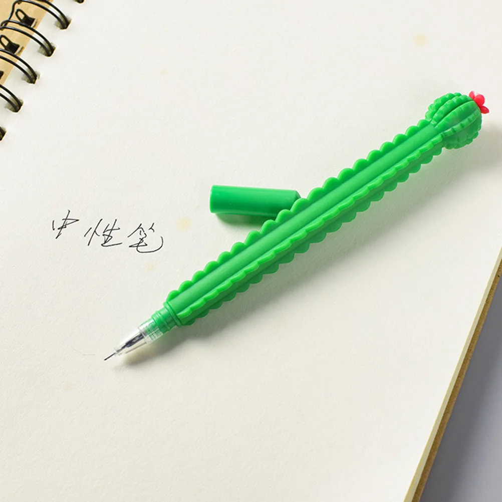 10Pcs Cute Cartoon Cactus Gel Pens Random Color Portable Plastic Writing Pens Large Quantity Smooth Office Stationery