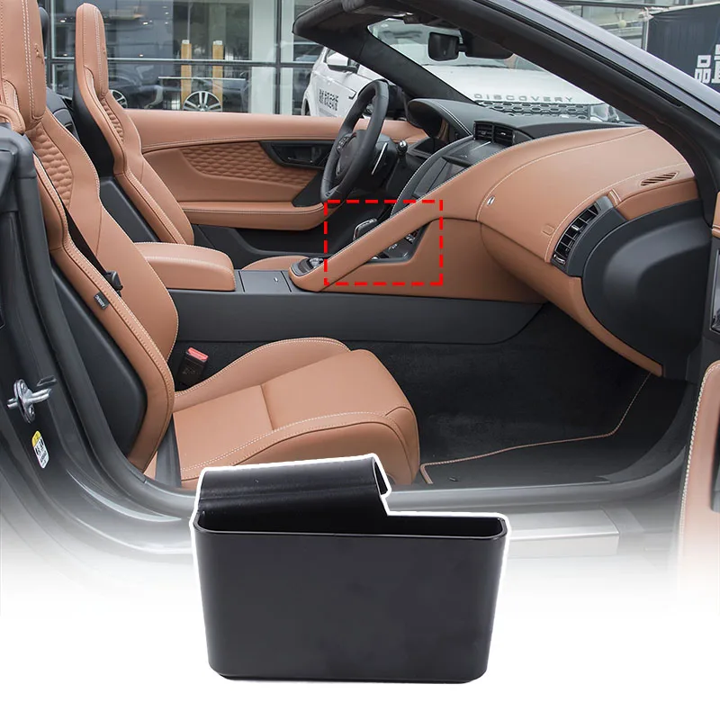 For Jaguar F-TYPE 2013-2024 ABS Black Center Console Side Storage Box Multi-Function Mobile Phone Tray Car Accessories