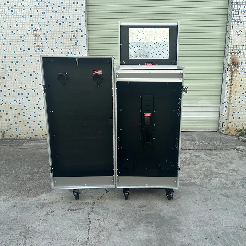 Custom Grey Small Equestrian Double Saddle Tack Locker Flight Case with Mirror