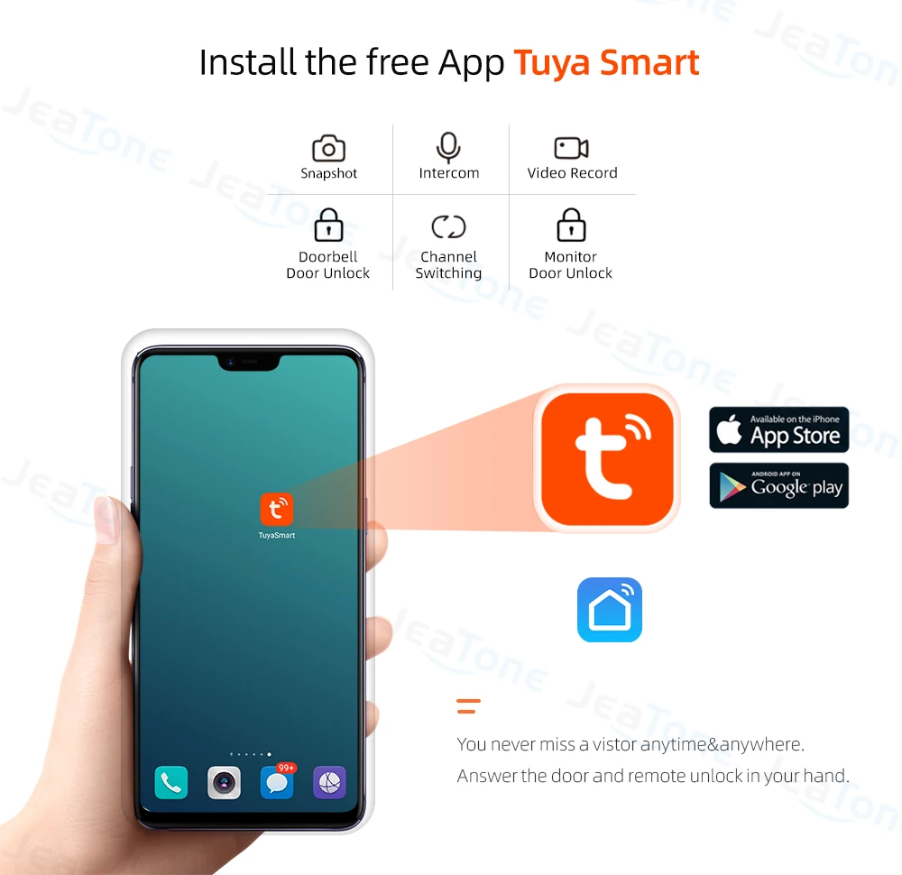 Imagem -04 - Jeatone-tuya Wifi Fingerprint Video Intercom Telefone da Porta de Casa Câmera com Cartões de Identificação Desbloqueio Tela do Monitor 1080p 7