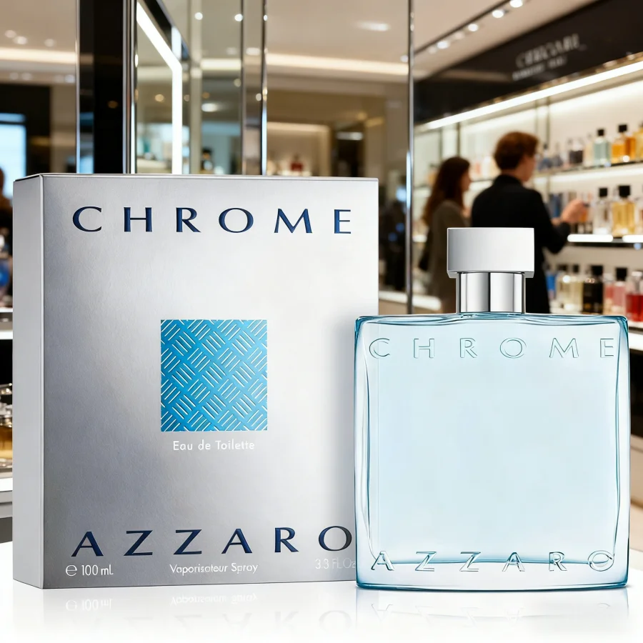 Azzaro Chrome Eau de Toilette - عطر كولونيا للرجال ذو أساس مائي طازج - عطر الحمضيات، الخشبي، المسك - عطر رجالي فاخر