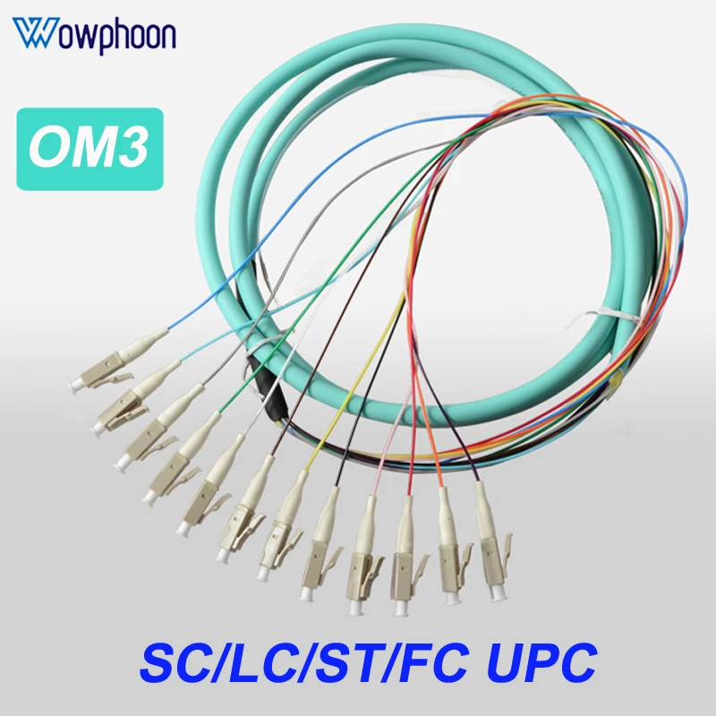 

12 Cores 1Meter OM3 Fiber Patchcord SC/LC/FC/ST UPC Fiber Optic Pigtail MM Multimode Bundle Optical Pigtail Customized