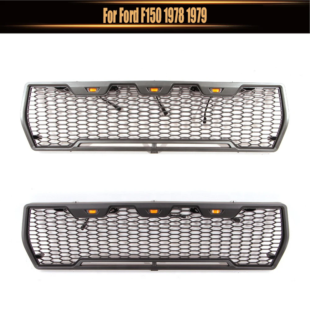 For Ford F150 1978 1979 Off-road Car Racing Grills Pickup Auto Parts Front Bumepr Hood Honeycomb Mesh Grill Grille Raptor Style