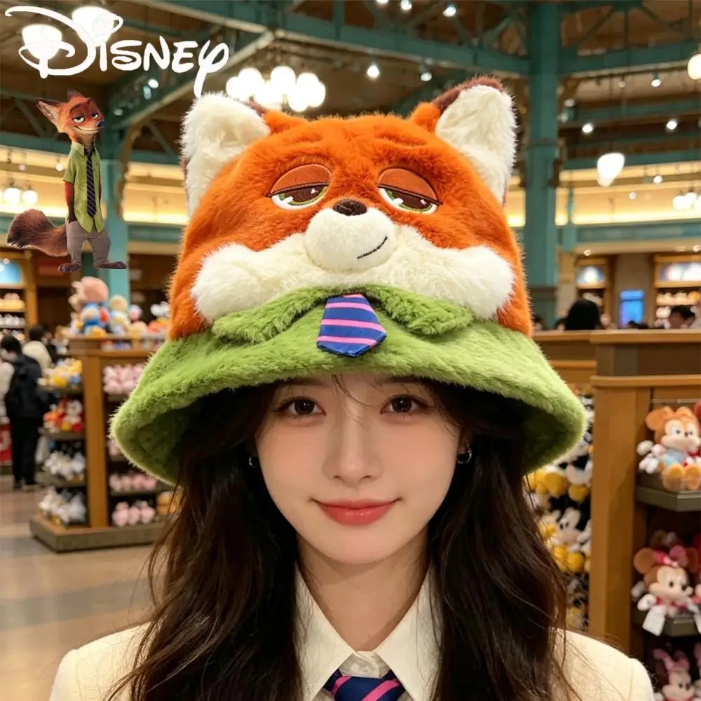 Anime Disney Stitch Plush Bucket Hat with 3D Ears Cartoon Couple Fisherman Hat Cute Design Outdoor Travel Photography Basin Hat