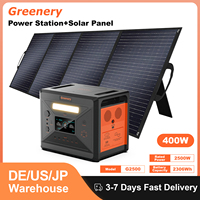 Greenery Electric Central G2500 Power Station Portable Home Battery 400W Solar Panels House Kit Complete Photovoltaic System