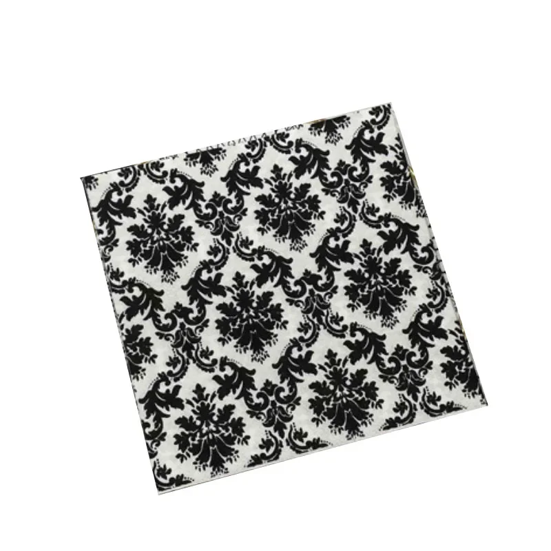 20pcs/Pac 33cm Black and White Printed Napkins Featured European Black Floral Square Folded Paper Napkins Party Flower Paper