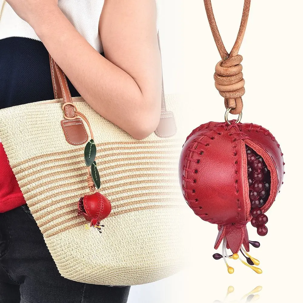 Cute Fruit Pomegranate Pendant Strawberry Hanger Pu Leather Keychain Fashion Creative Bag Pendant Bag Ornament