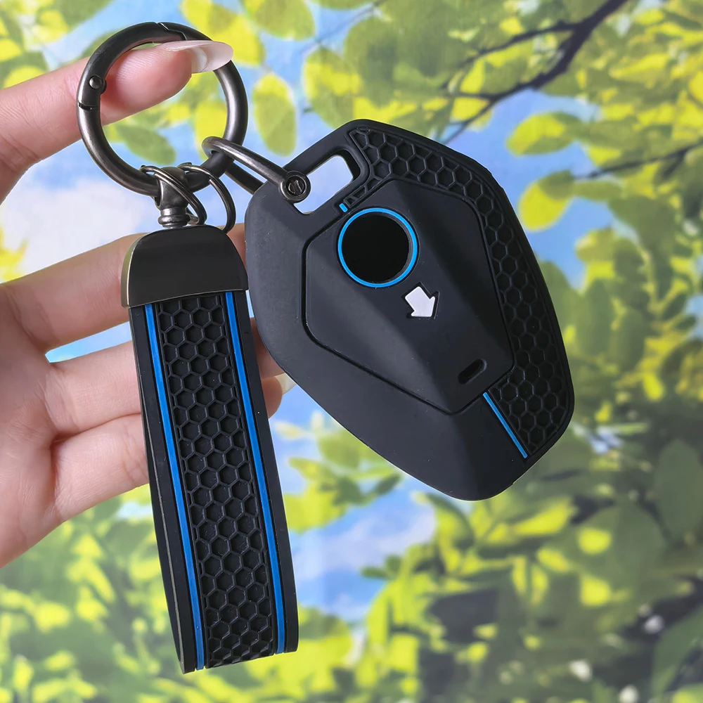 Motorbike Remote Key Fob Cover Honeycomb Silicone Shell With Keychain For BMW R1300GS R1300 2025 R1250GS R1250 ADV