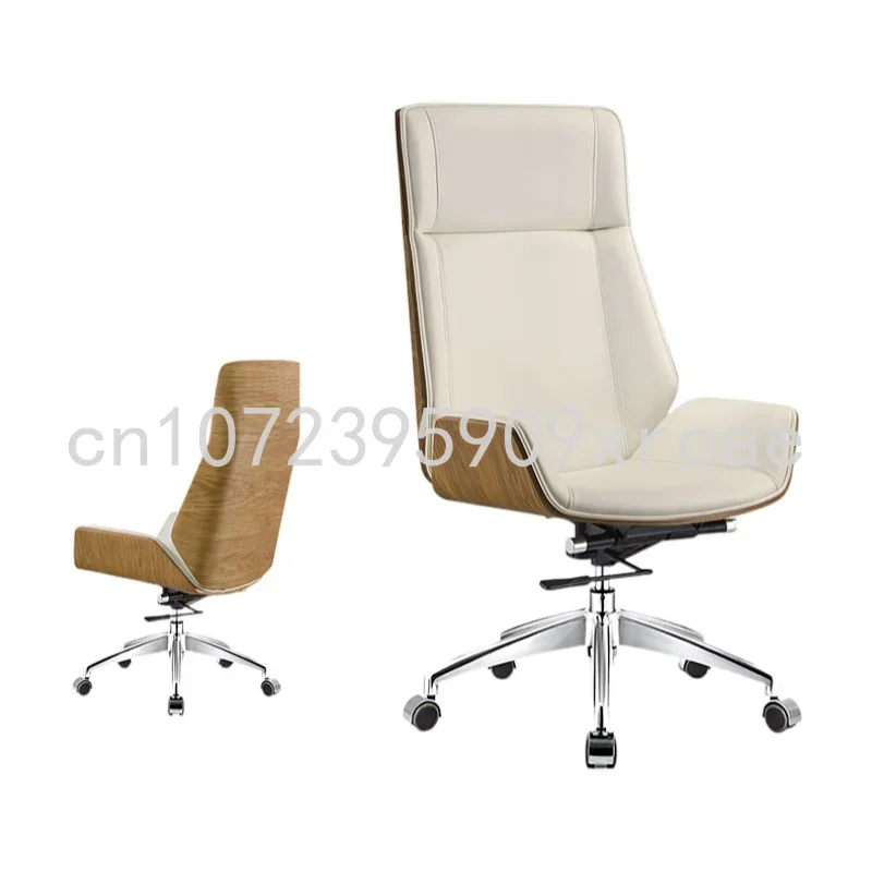 High-Back Bentwood Swivel Office Computer Chair Micro Fiber Leather Office Furniture Home Conference Task Leather Armchair WRXYH