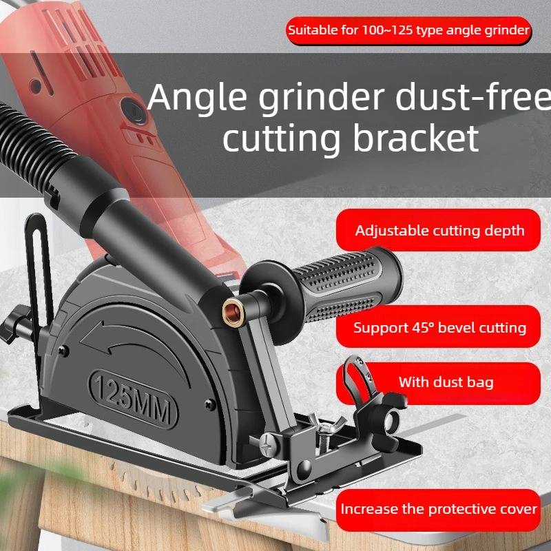 100-125 Angle Grinder Cutting Bracket Adjustable Cutting Machine Dust Cover Multi Angle Chainsaw Slotting Base Renovation Tools