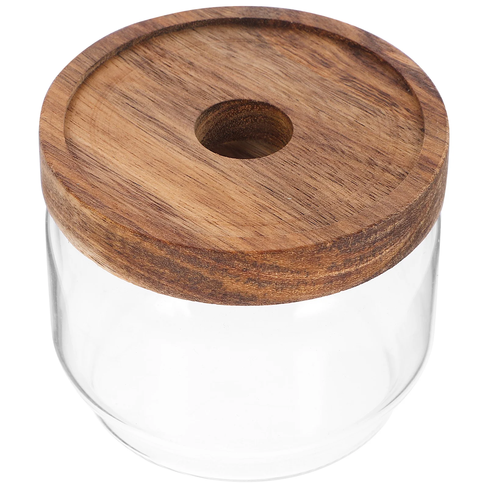 Beech Wood Lid Glass Storage Jar Clear Airtight Container For Tea Candy Grains Kitchen Seasoning Coarse Cereals Food Storage Pot