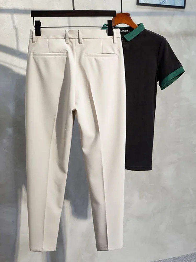 Costumes courts drapés de style coréen pour hommes, vêtements de luxe, pantalons bon marché, FJFor White, eau, haute qualité, été, 2024, 9 pièces