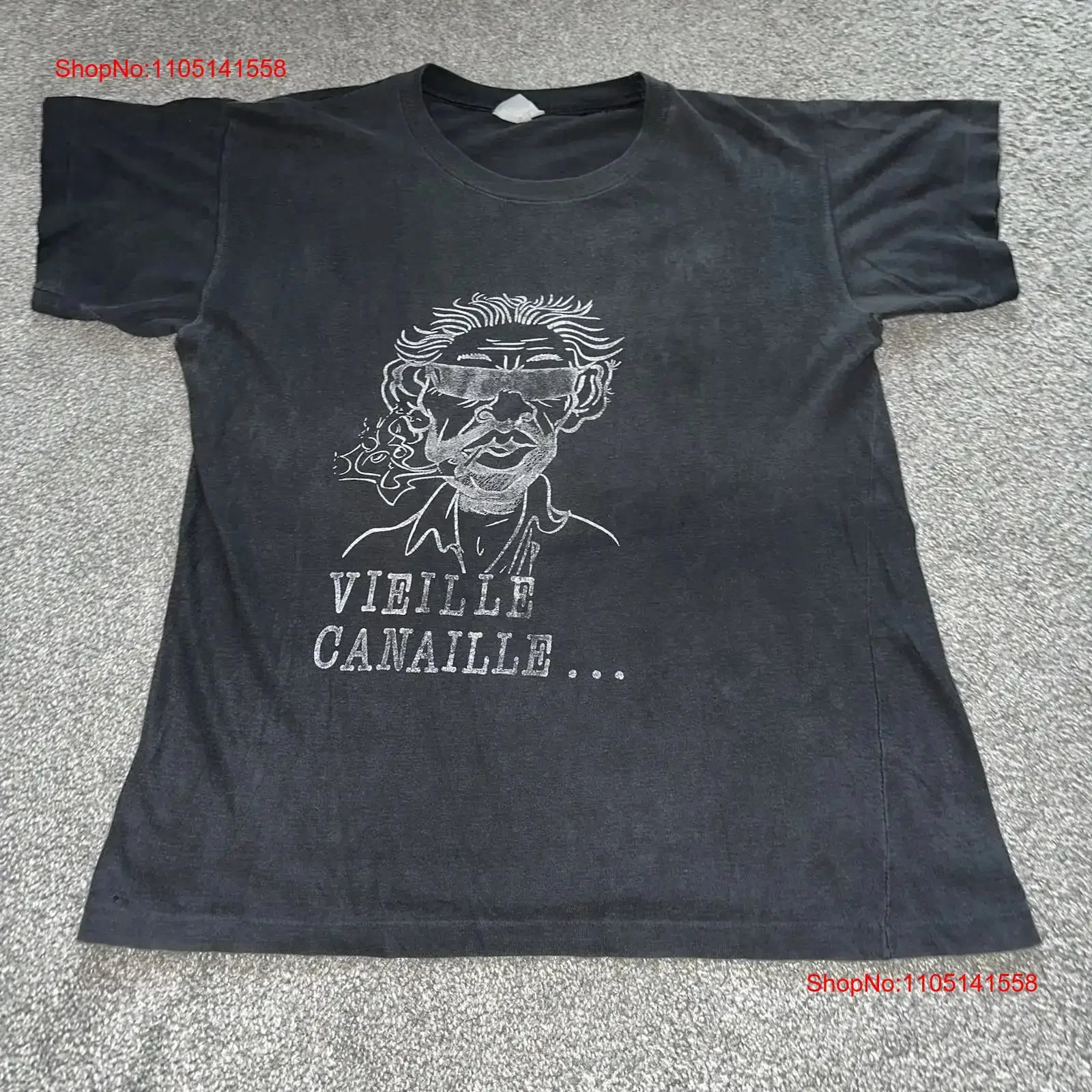 Vintage 80s Vieille Canaille Serge Gainsbourg T Shirt Sz L Very Rare vintage Washed graphic homme Casual Unisex streetwear Soft