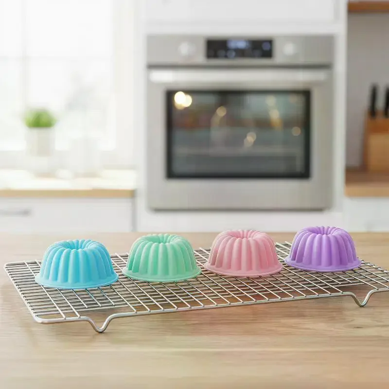 12 Pieces/set Of Food-grade Silicone Cake Molds, Multi-colored Round Muffin Cups, Baking Silicone Cake Molds