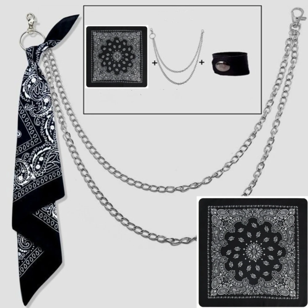 Ornament Hip Hop Square Schal Kette auf Jeans Unisex Metall Taille Kette Korean Street Square Schal Hosen Kette