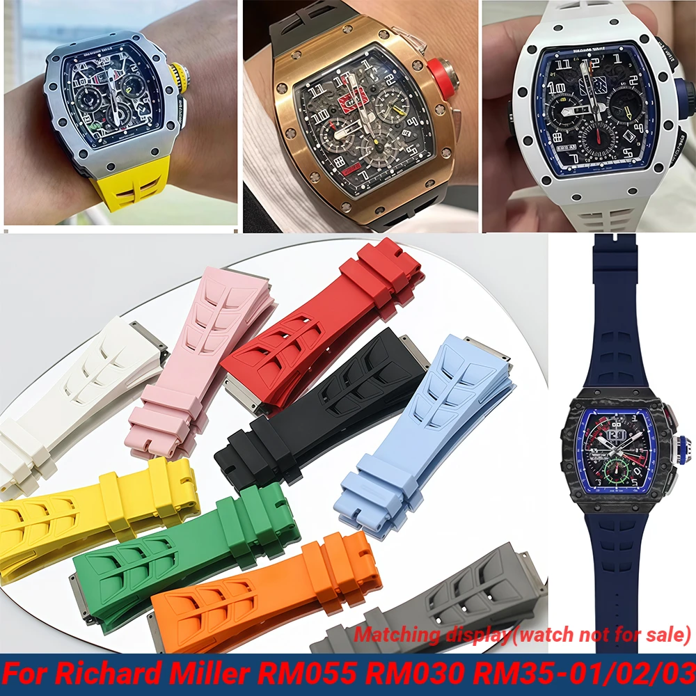 Original Interface FKM Rubber Watchband For Richard Mille RM055 RM030 RM35-01 RM35-02 RM35-03 Watch Strap Fluororubber Replace