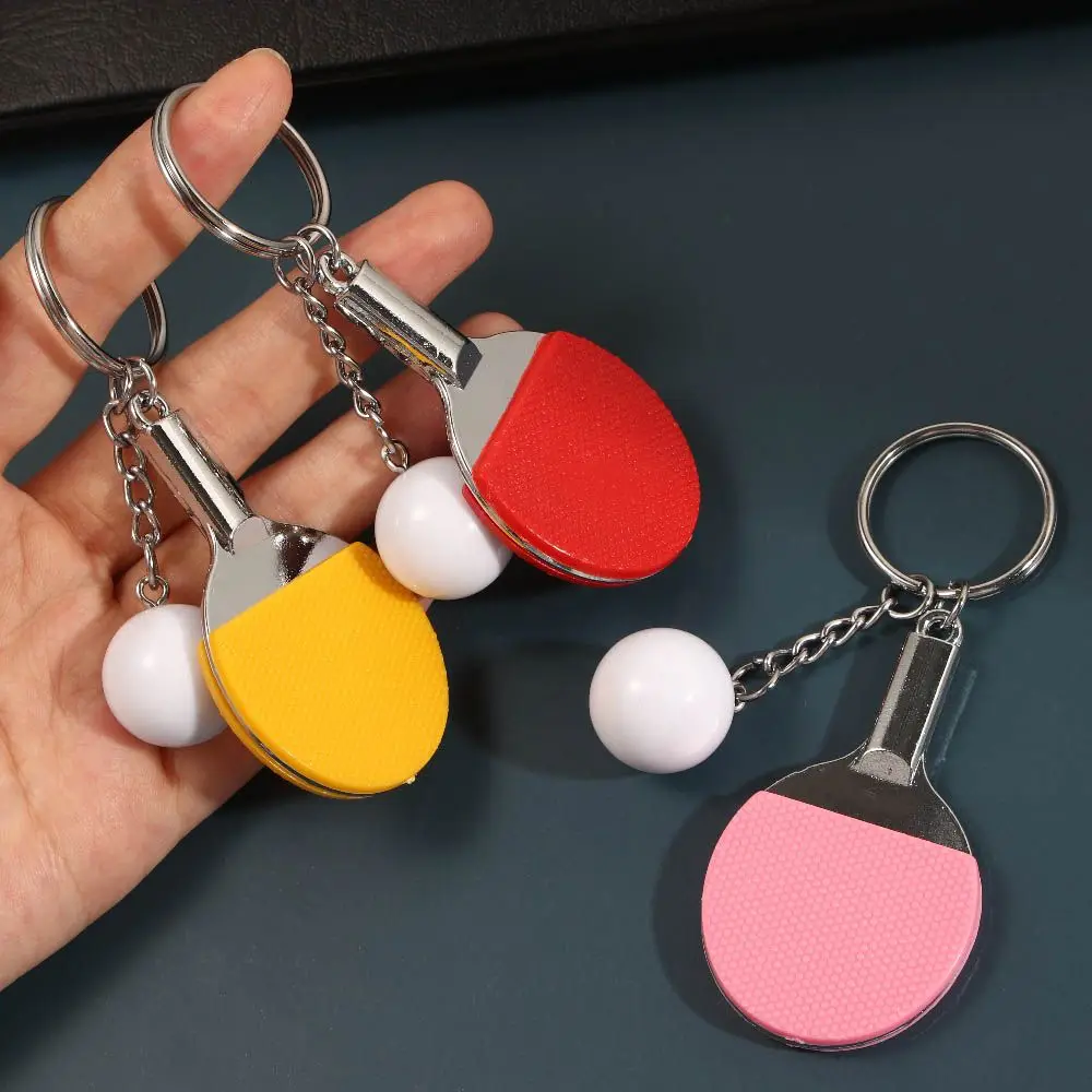 7 Color Tennis Ball Pendant Badminton Table Tennis Keychain Ping Pong Key Ring Table Tennis Racket Sports Keyring DIY