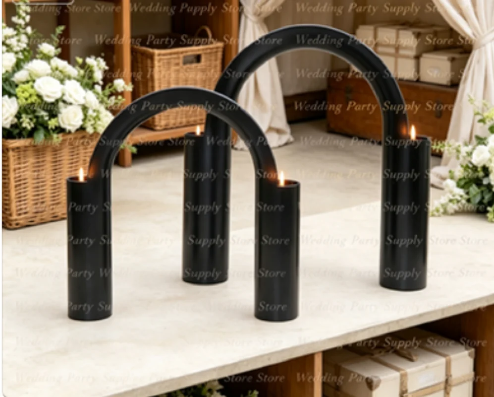 10pcs F30 Iron Metal Cylinder Vase 20-26cm Flower Pots Wedding Centerpiece Tabletop Decor Metal Flower Vases with Ivy Design