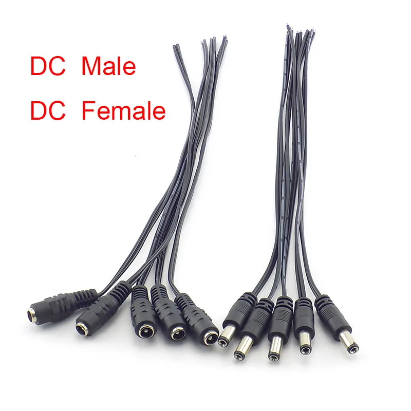 5pcs 2.1*5.5mm 12v DC Male Female Connectors Plug Power Supply Extension Cable Cord Wire CCTV Camera LED Strip Light