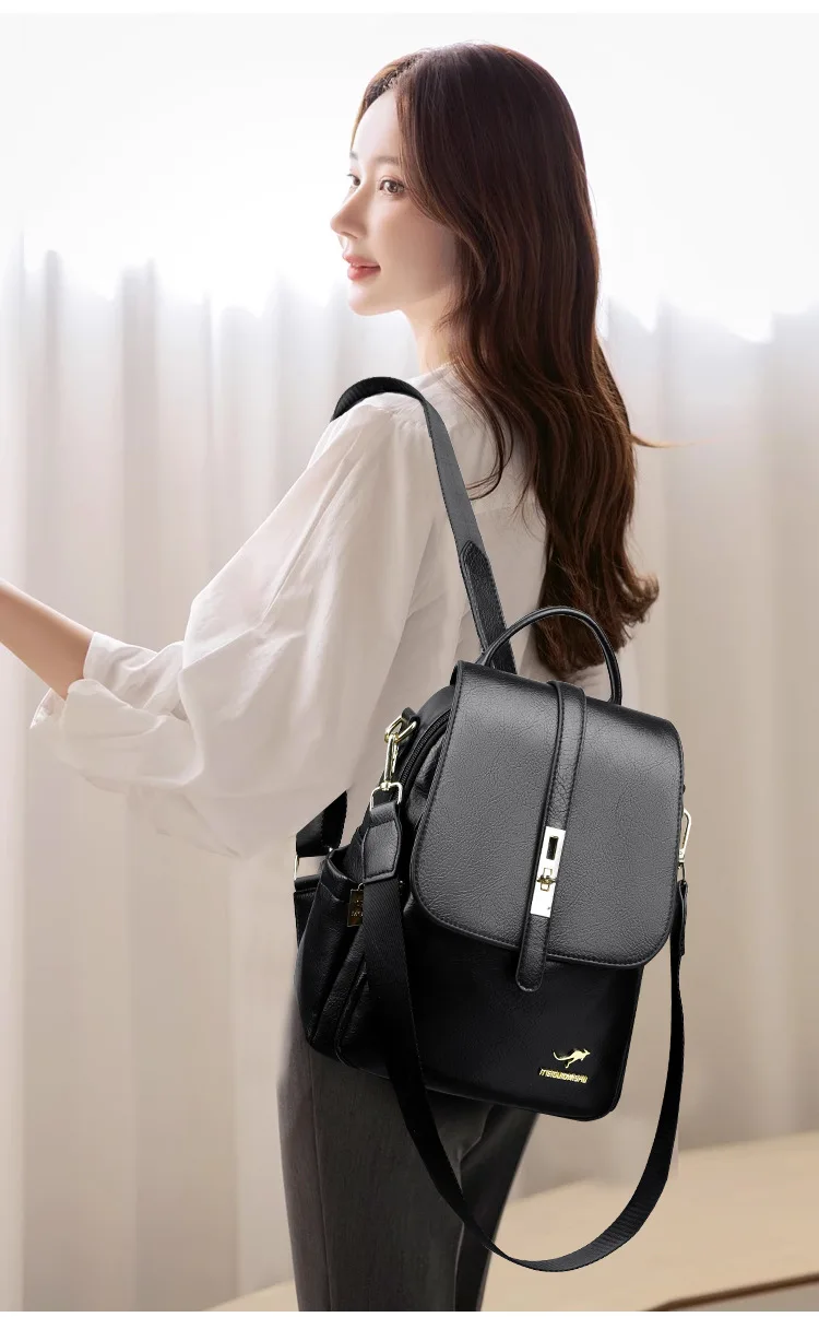 Luxury Women Backpack High Quality Leather Fashion Backpack Commut Large Capacity School Bag for Girls Large Travel New Backpack