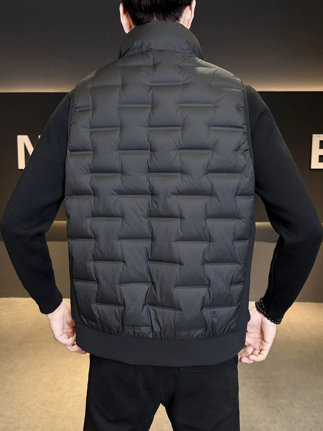 

Knitted ort Padded Vest Men's Faionable Winter Stand Collar Outerwear Inner Match Du down Vest oulder Pad Polyester F...